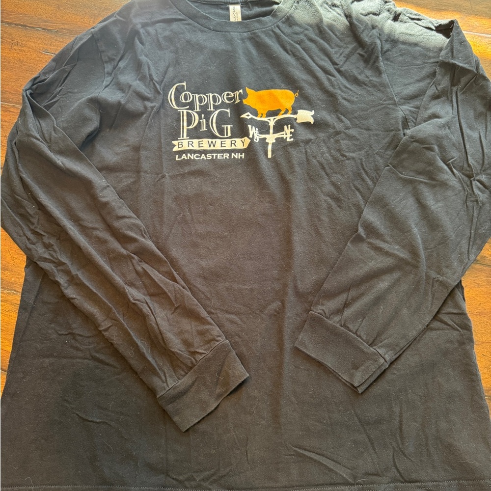 Bella Canvas Black Long Sleeve Tee with Copper Pig Logo- Size XL